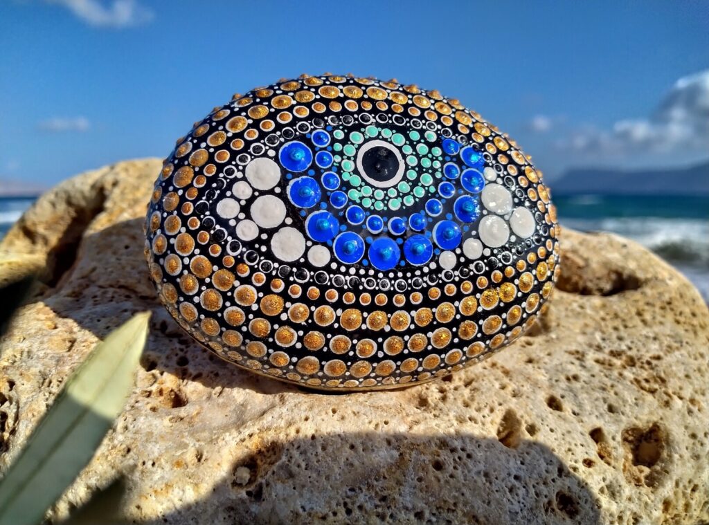 Decorative rock from kissamos handmade evil eye