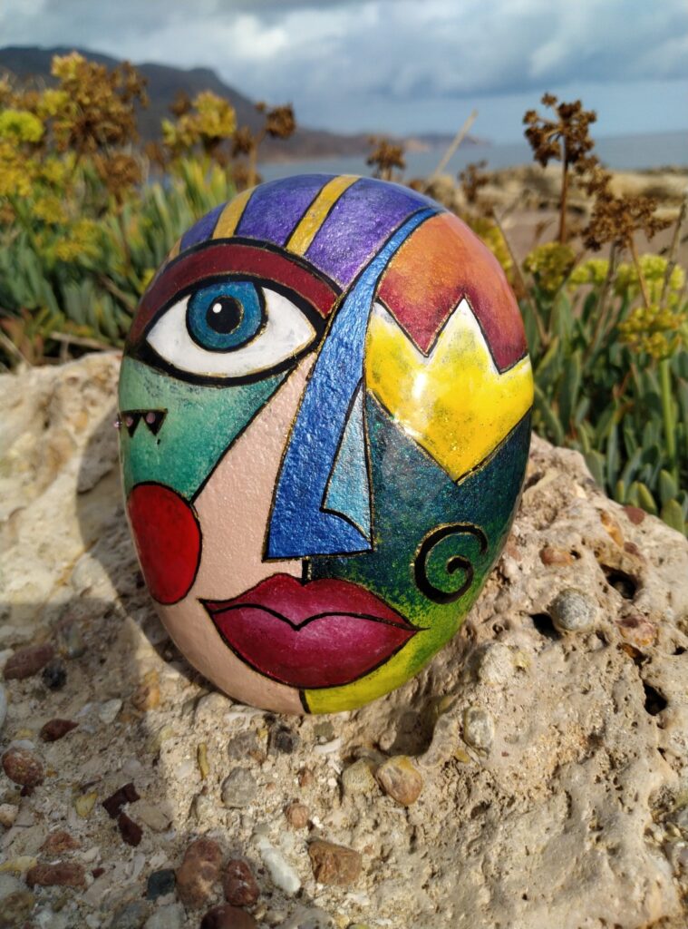 Kasia's handmade abstract painted stone for gift